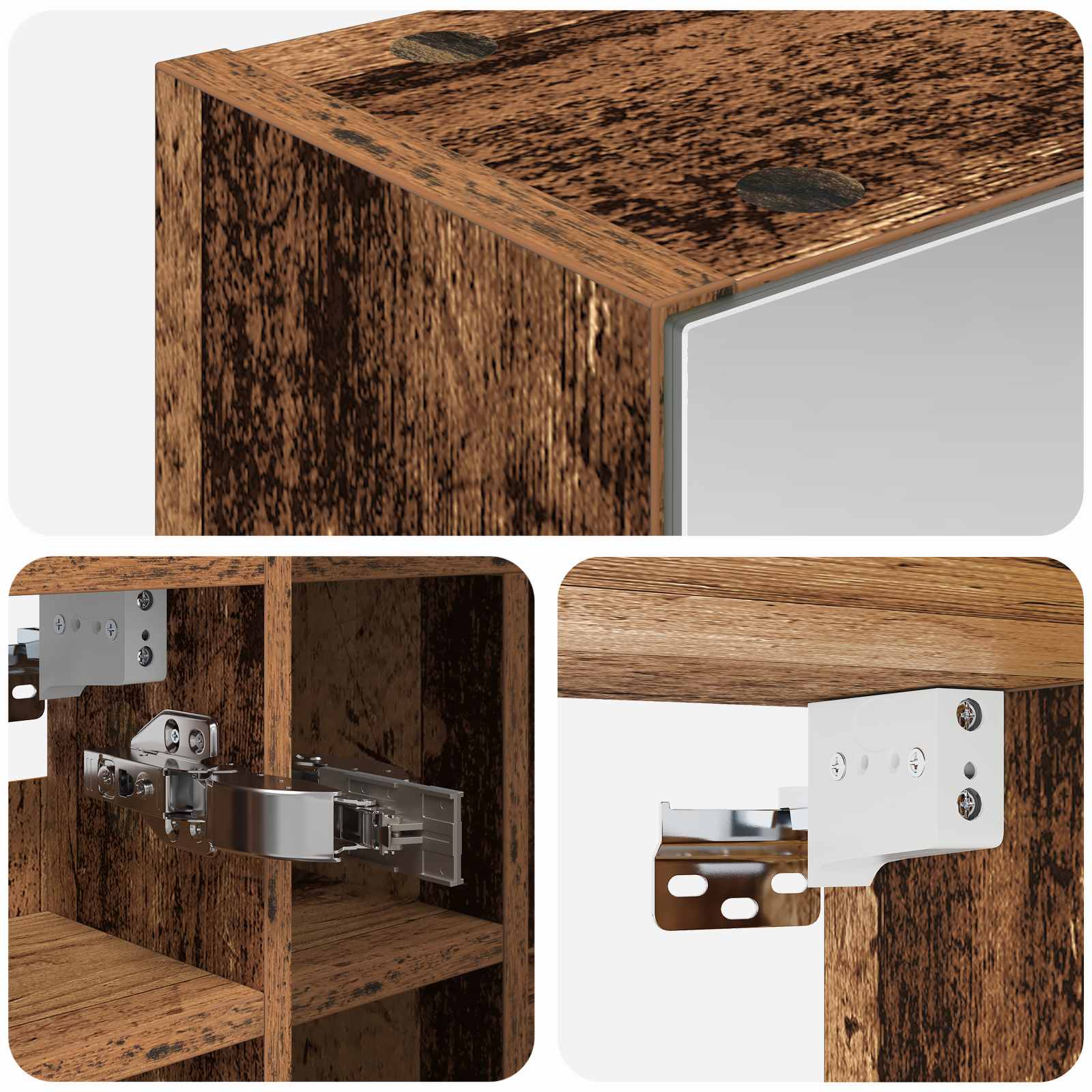 Badezimmerspiegelschrank Altholz 60 x 14,5 x 50 cm
