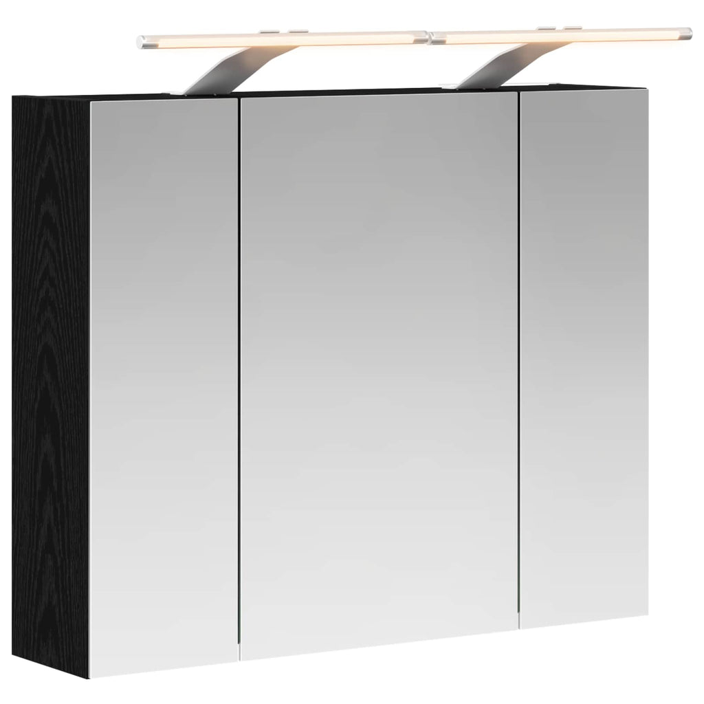 Badezimmerspiegelschrank Schwarz Eichen-Optik 60 x 14,5 x 50 cm