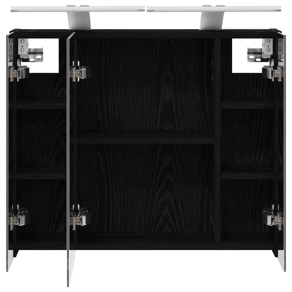 Badezimmerspiegelschrank Schwarz Eichen-Optik 60 x 14,5 x 50 cm