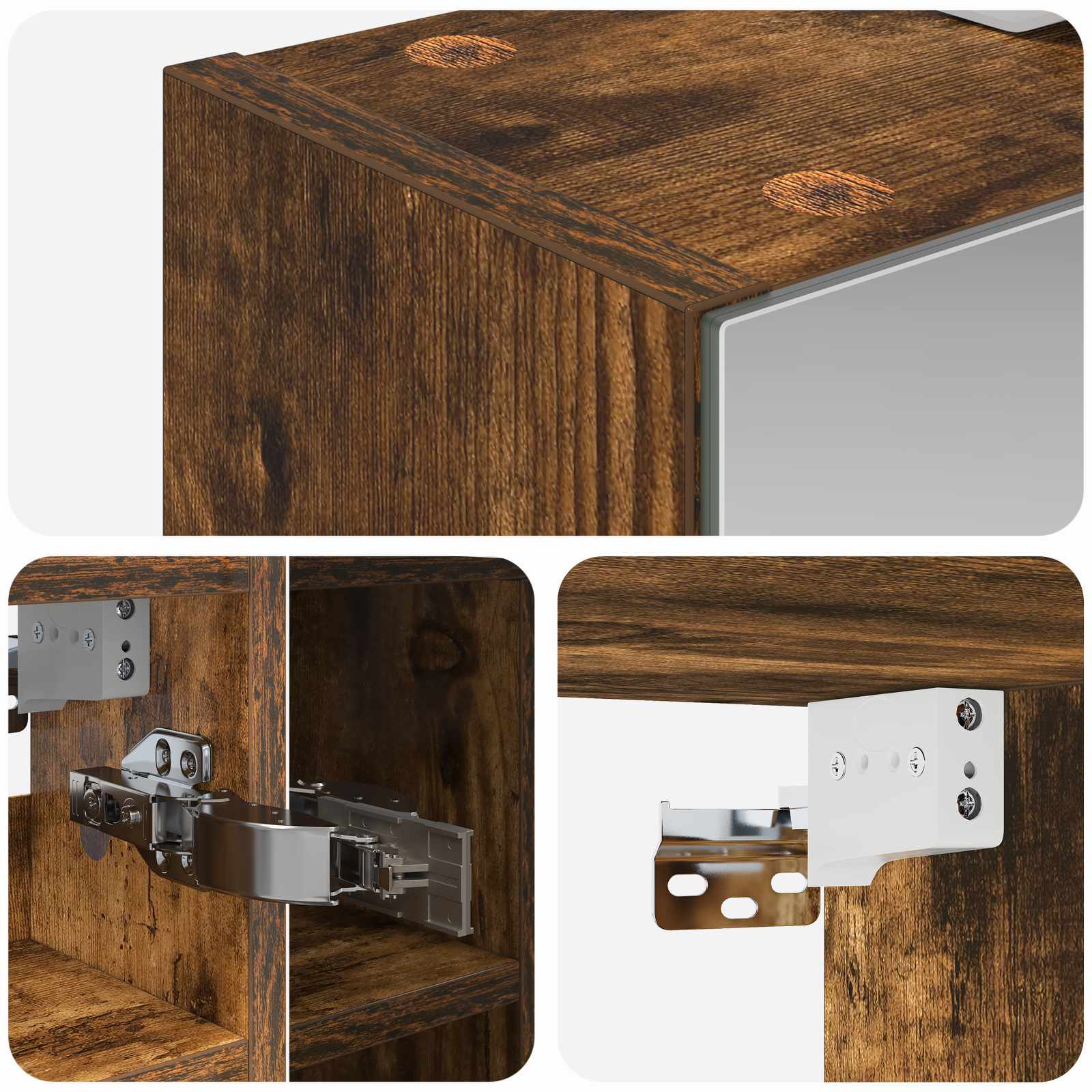Badezimmerspiegelschrank Geräucherte Eiche 60 x 14,5 x 50 cm