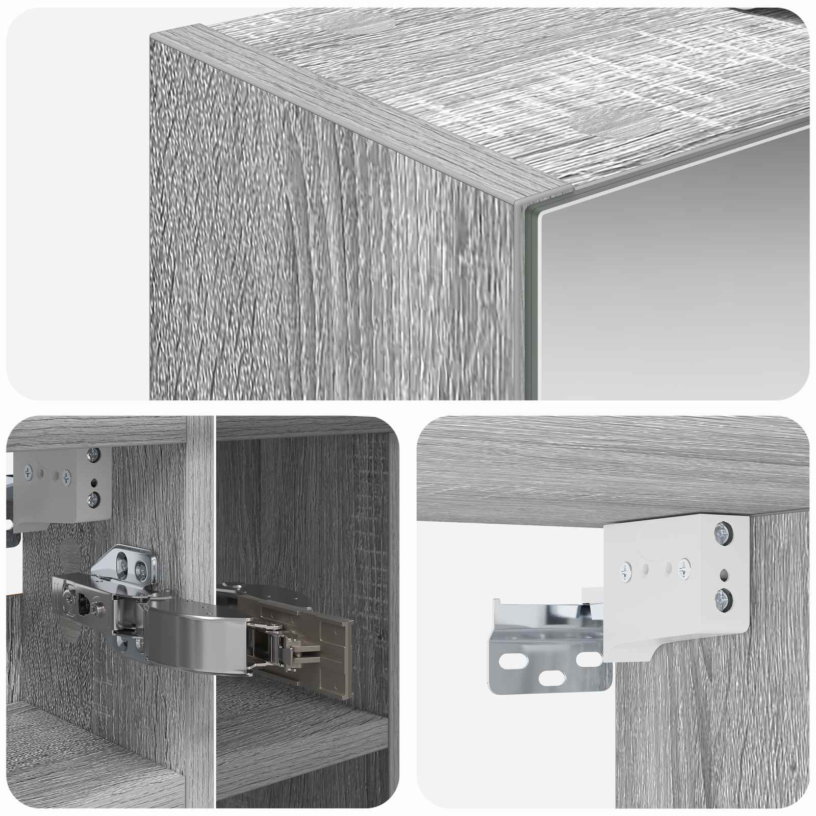 Badezimmerspiegelschrank Graues Sonoma 60 x 14,5 x 50 cm