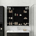 Badezimmerspiegelschrank Schwarz Eichen-Optik 70 x 14,5 x 70 cm