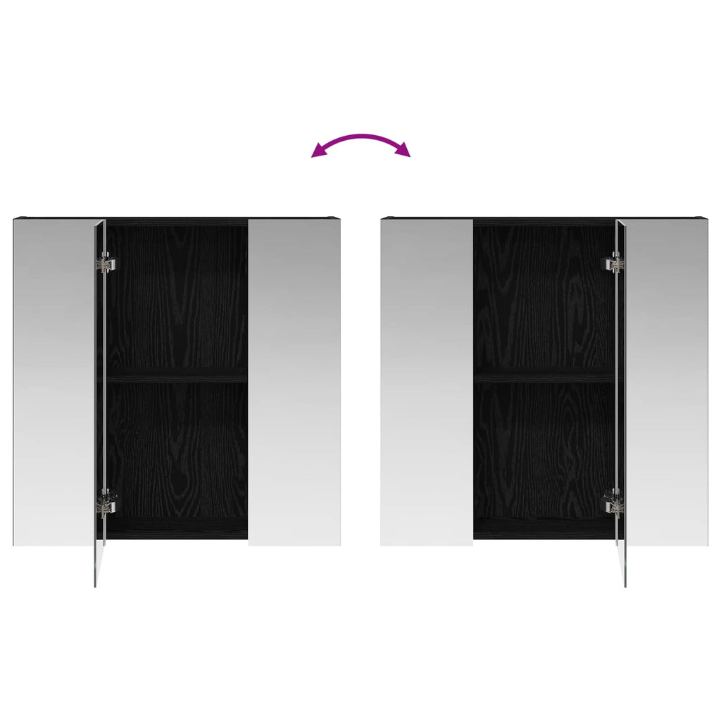 Badezimmerspiegelschrank Schwarz Eichen-Optik 70 x 14,5 x 70 cm
