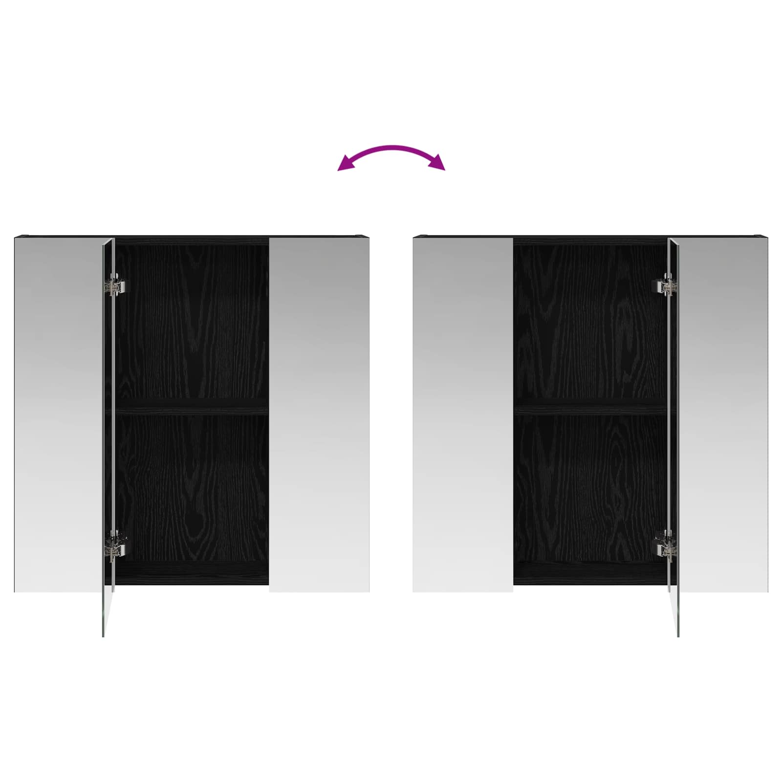 Badezimmerspiegelschrank Schwarz Eichen-Optik 70 x 14,5 x 70 cm