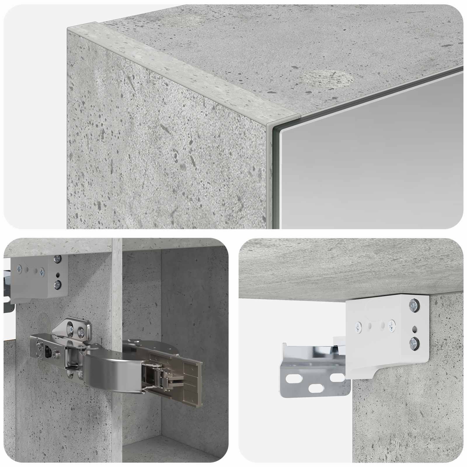 Badezimmerspiegelschrank Beton Grau 70 x 14,5 x 70 cm