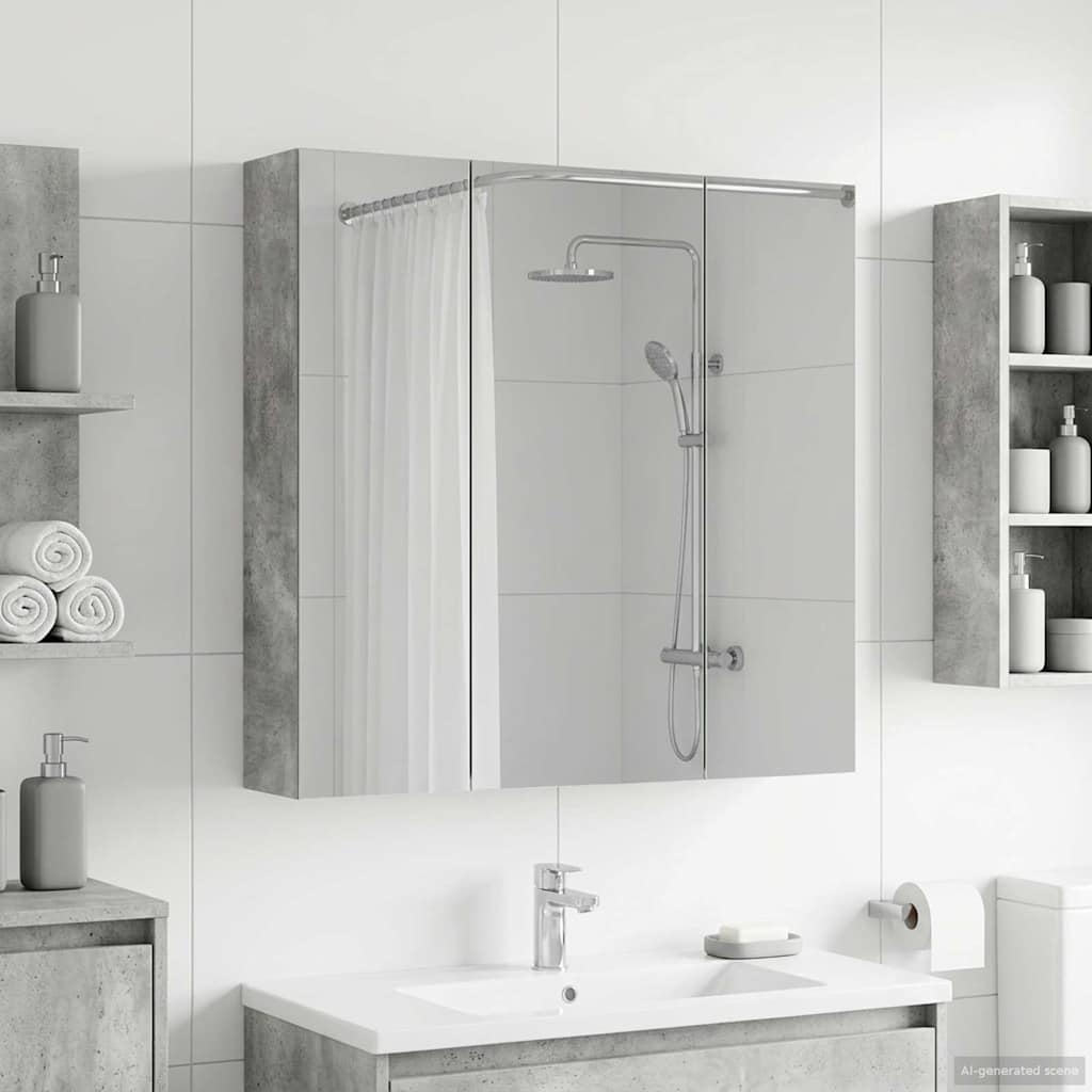 Badezimmerspiegelschrank Beton Grau 70 x 14,5 x 70 cm