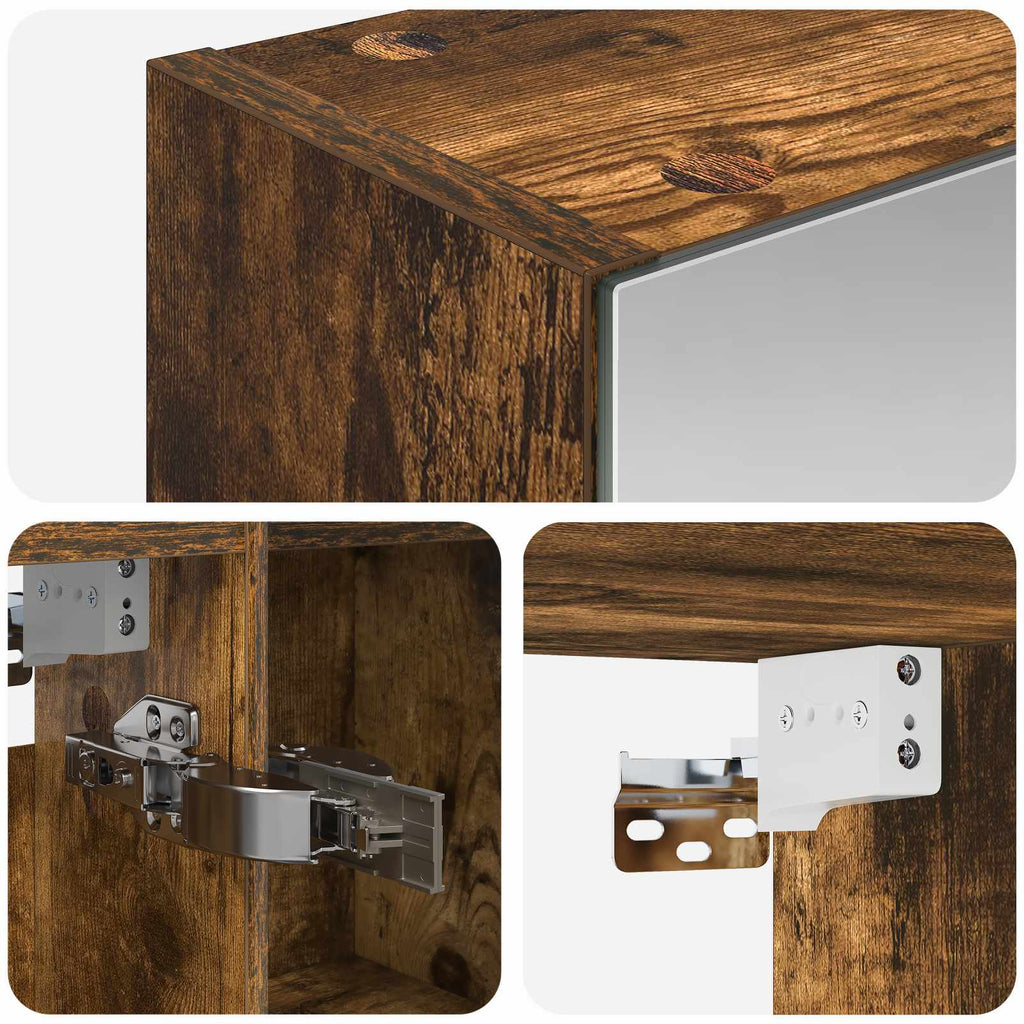 Badezimmerspiegelschrank Geräucherte Eiche 70 x 14,5 x 70 cm