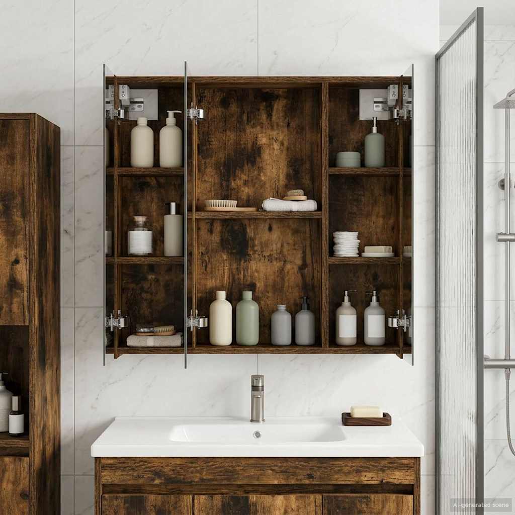 Badezimmerspiegelschrank Geräucherte Eiche 70 x 14,5 x 70 cm