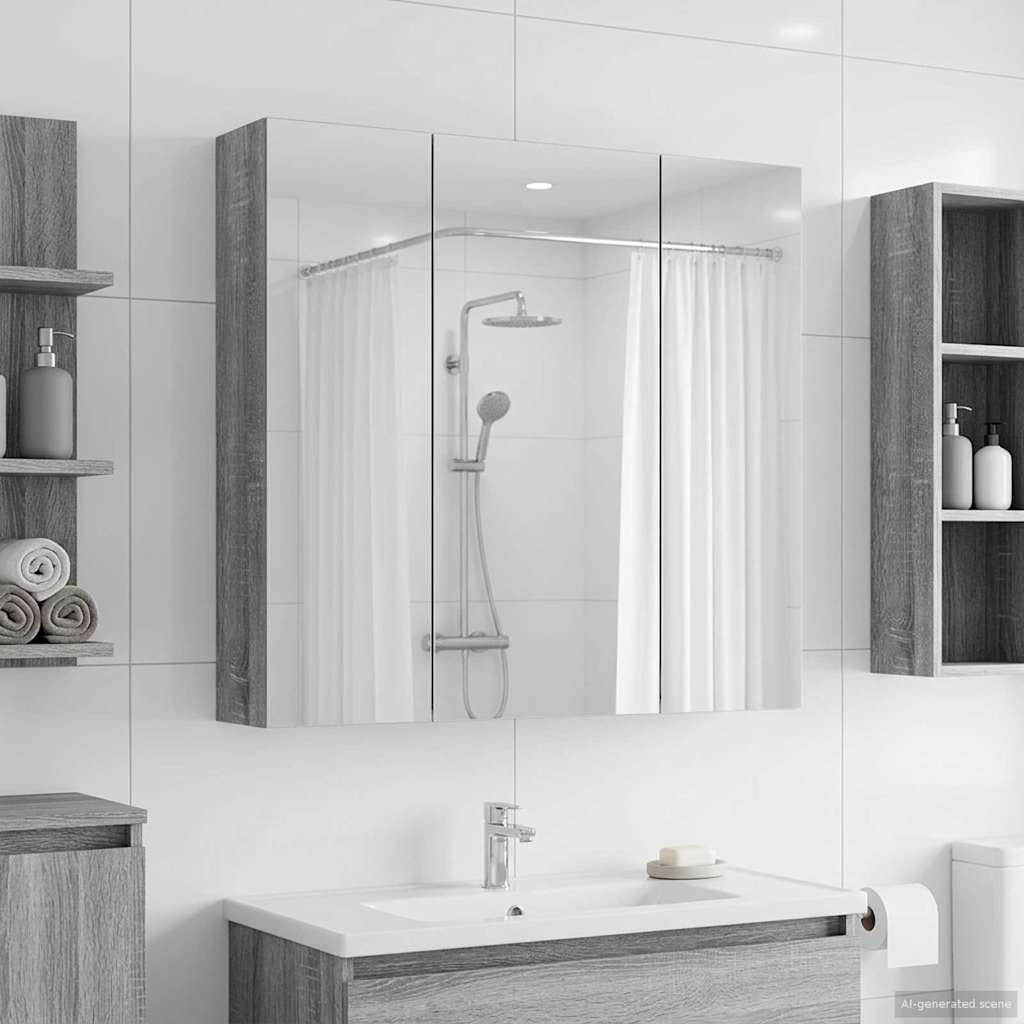 Badezimmerspiegelschrank Graues Sonoma 70 x 14,5 x 70 cm