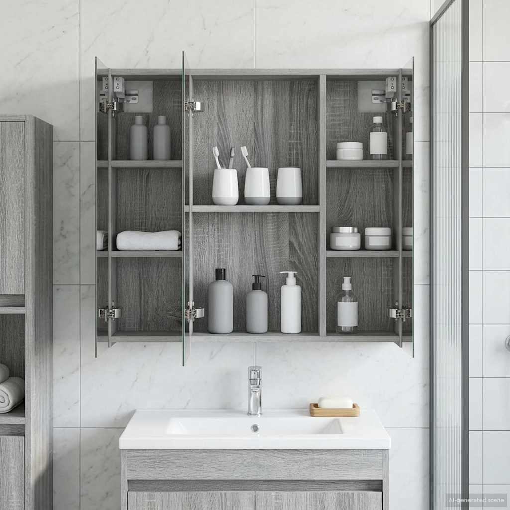 Badezimmerspiegelschrank Graues Sonoma 70 x 14,5 x 70 cm