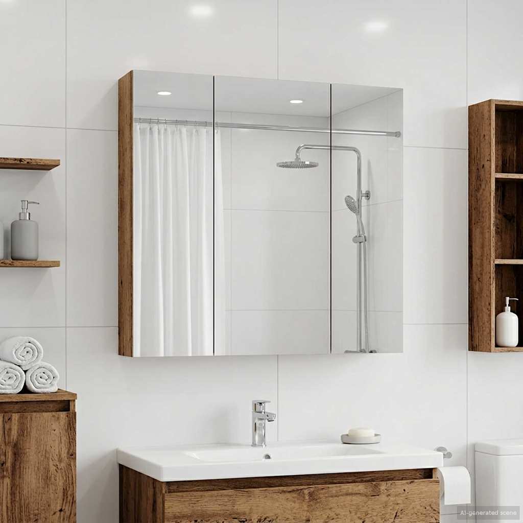 Badezimmerspiegelschrank Altholz 70 x 14,5 x 70 cm
