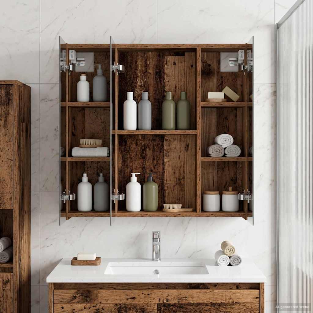 Badezimmerspiegelschrank Altholz 70 x 14,5 x 70 cm