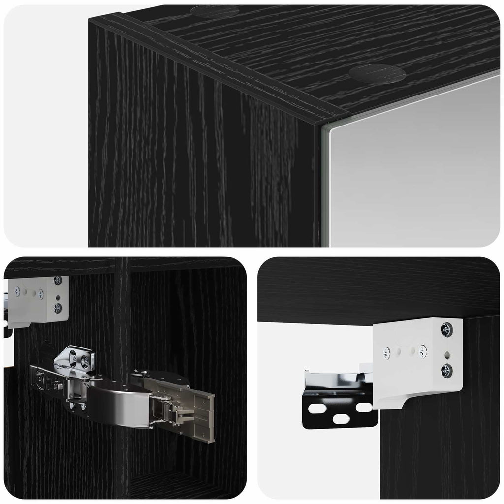Badezimmerspiegelschrank Schwarz Eichen-Optik 70 x 14,5 x 70 cm