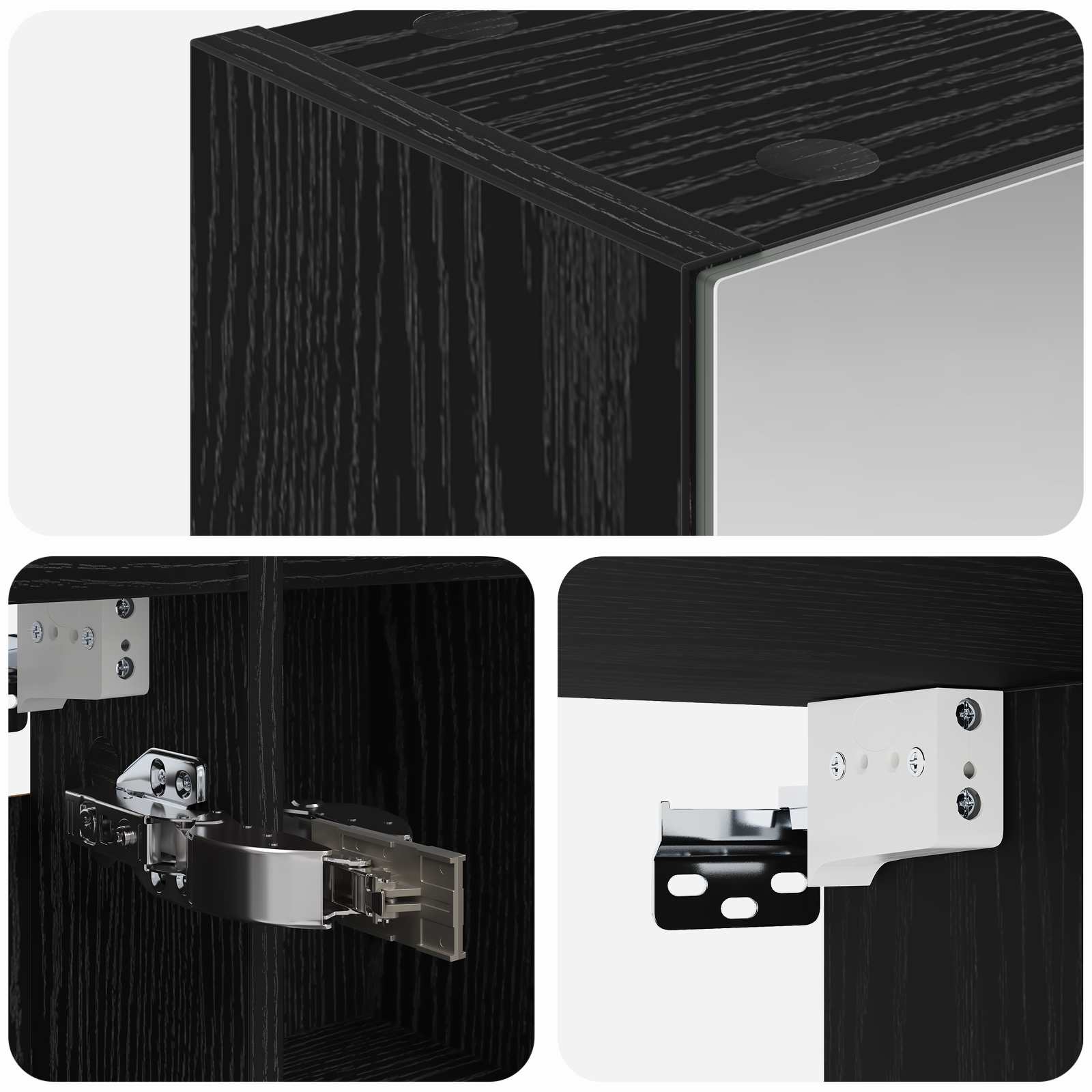 Badezimmerspiegelschrank Schwarz Eichen-Optik 70 x 14,5 x 70 cm