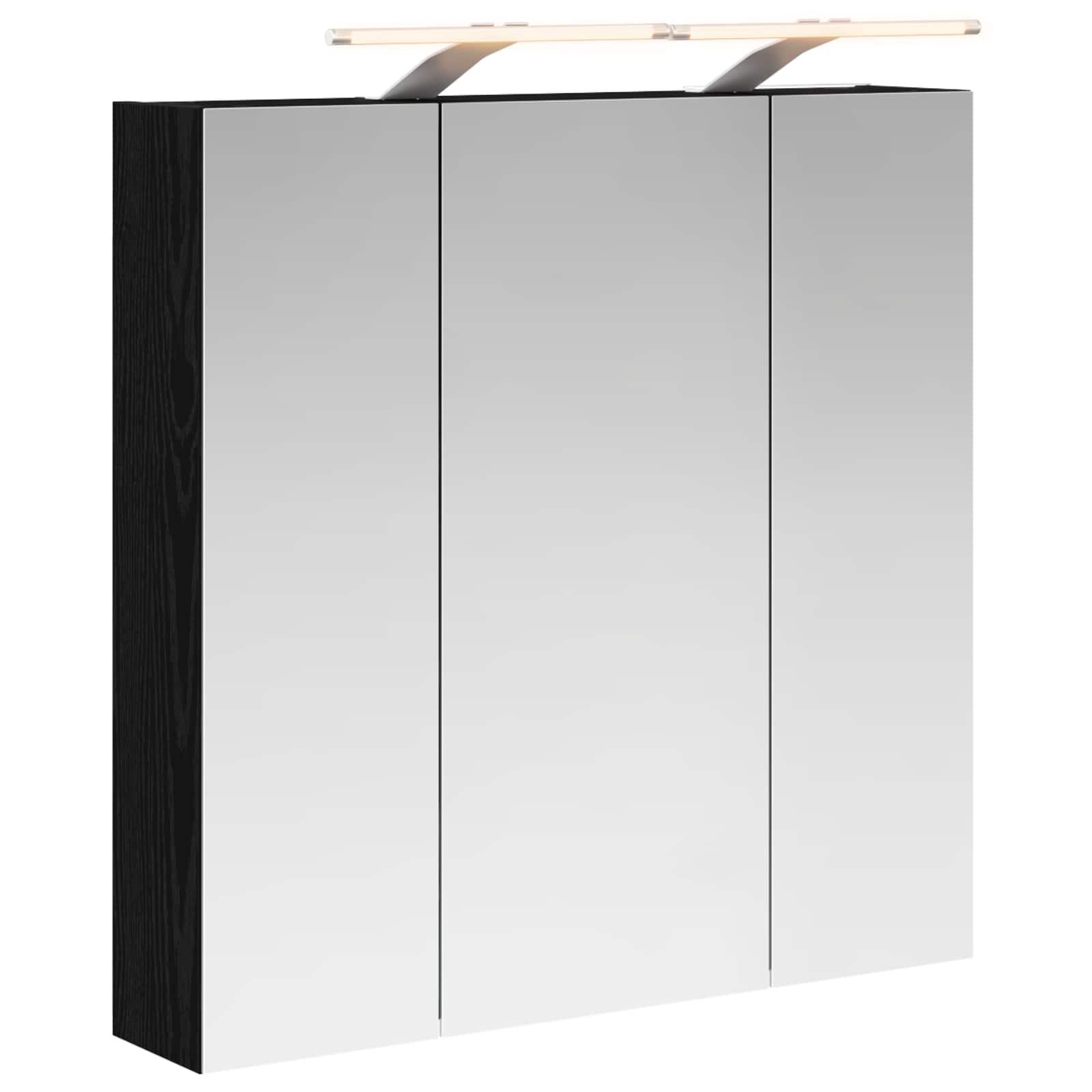 Badezimmerspiegelschrank Schwarz Eichen-Optik 70 x 14,5 x 70 cm