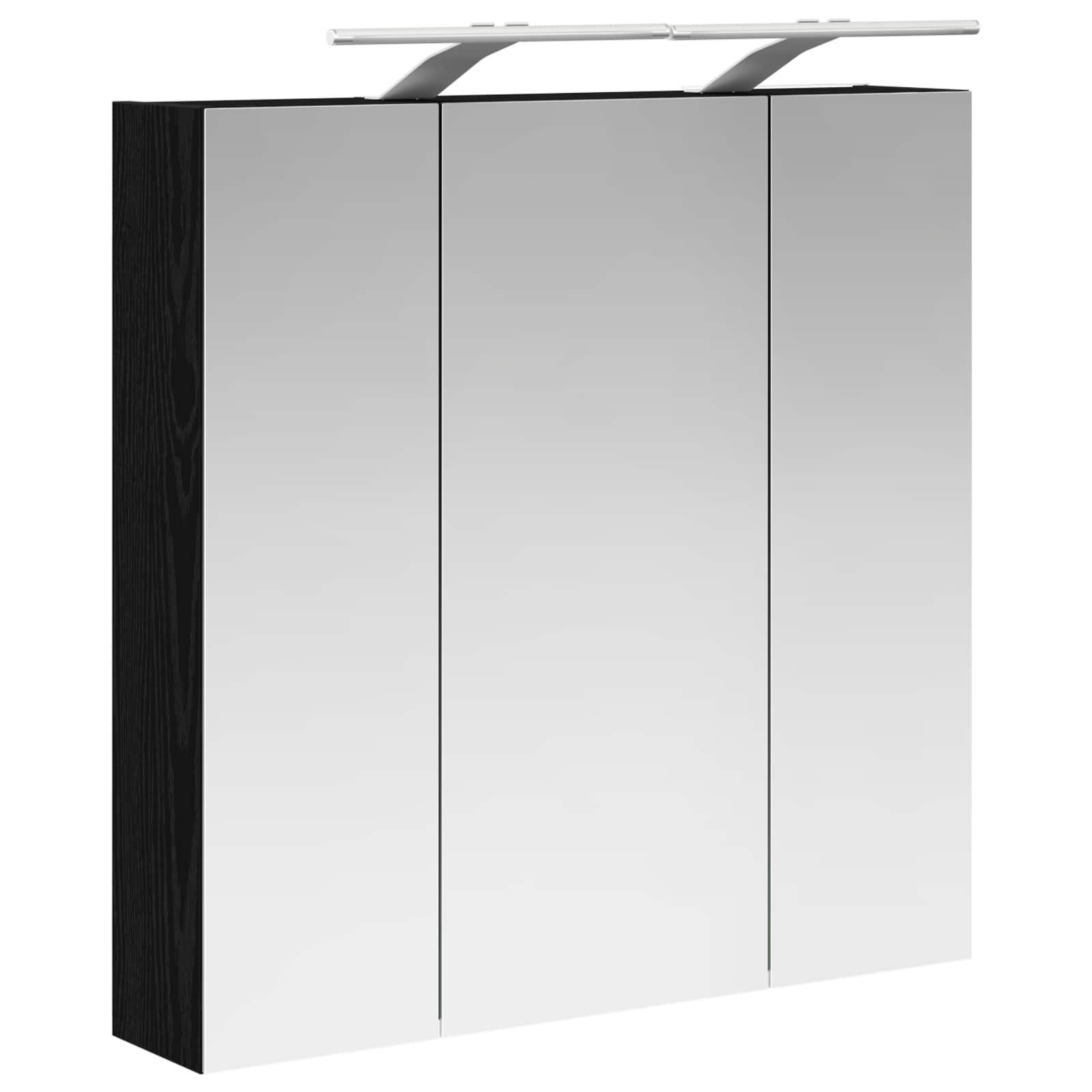 Badezimmerspiegelschrank Schwarz Eichen-Optik 70 x 14,5 x 70 cm