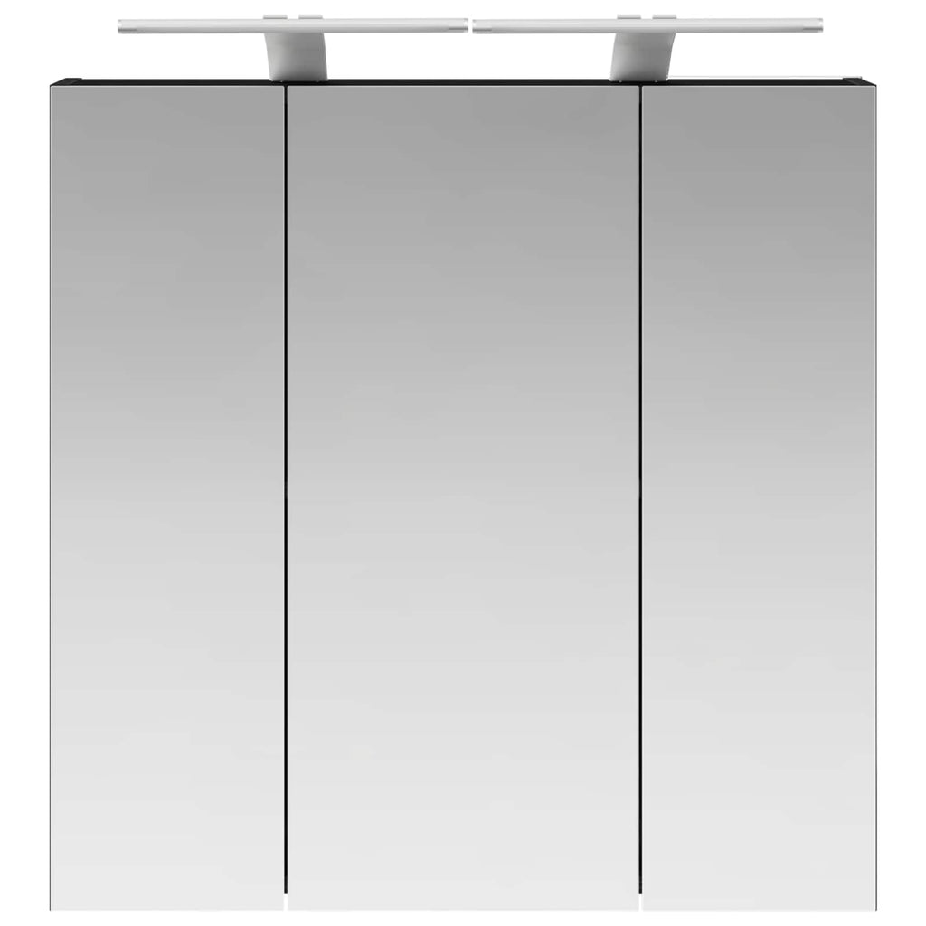 Badezimmerspiegelschrank Schwarz Eichen-Optik 70 x 14,5 x 70 cm