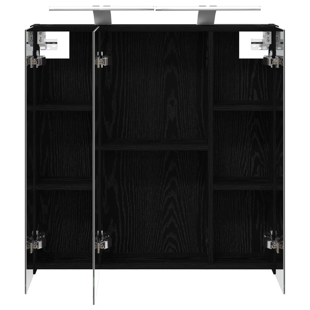 Badezimmerspiegelschrank Schwarz Eichen-Optik 70 x 14,5 x 70 cm