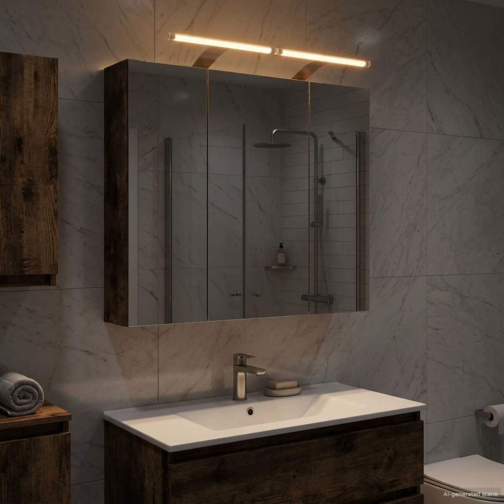 Badezimmerspiegelschrank Geräucherte Eiche 70 x 14,5 x 70 cm