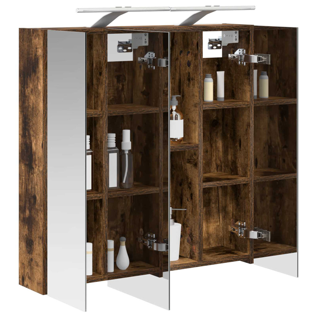 Badezimmerspiegelschrank Geräucherte Eiche 70 x 14,5 x 70 cm