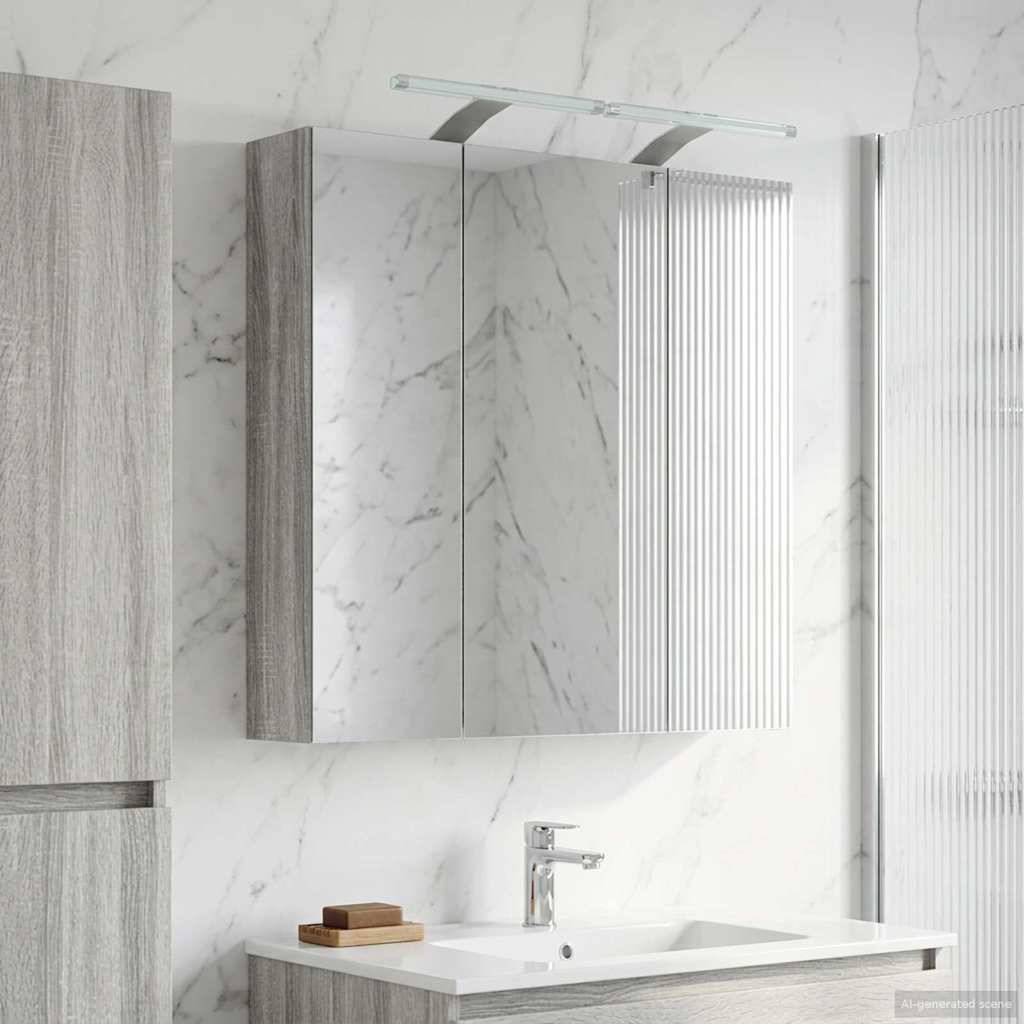 Badezimmerspiegelschrank Graues Sonoma 70 x 14,5 x 70 cm