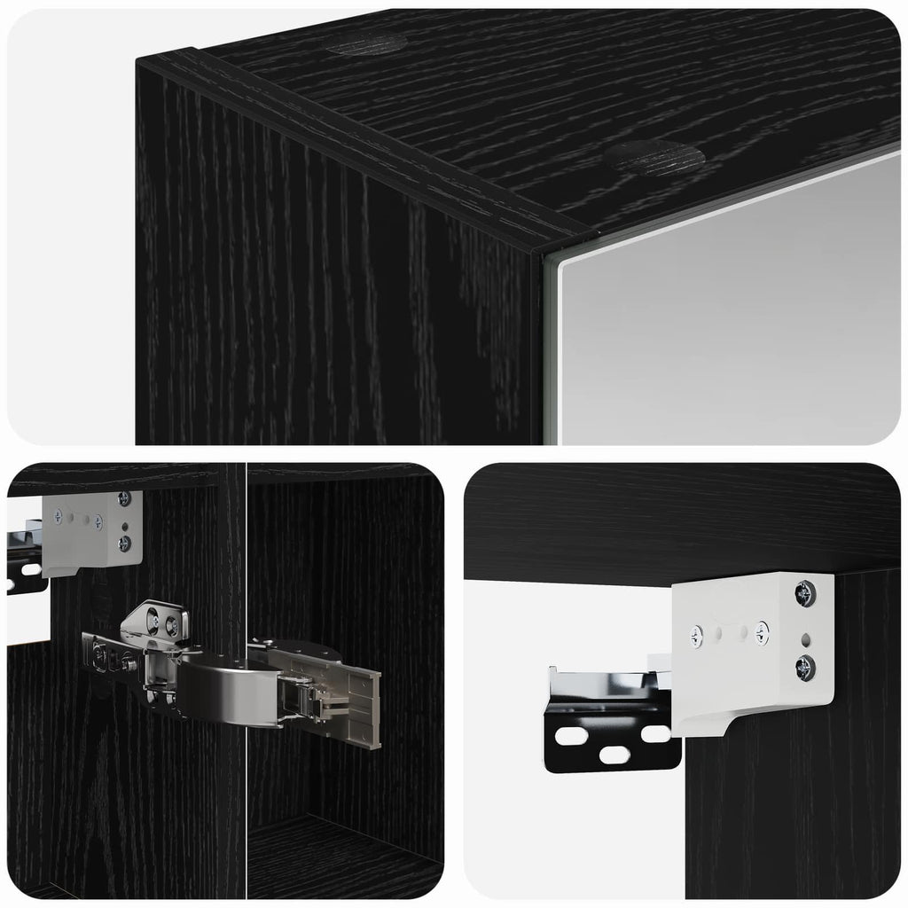 Badezimmerspiegelschrank Schwarz Eichen-Optik 80 x 14,5 x 70 cm
