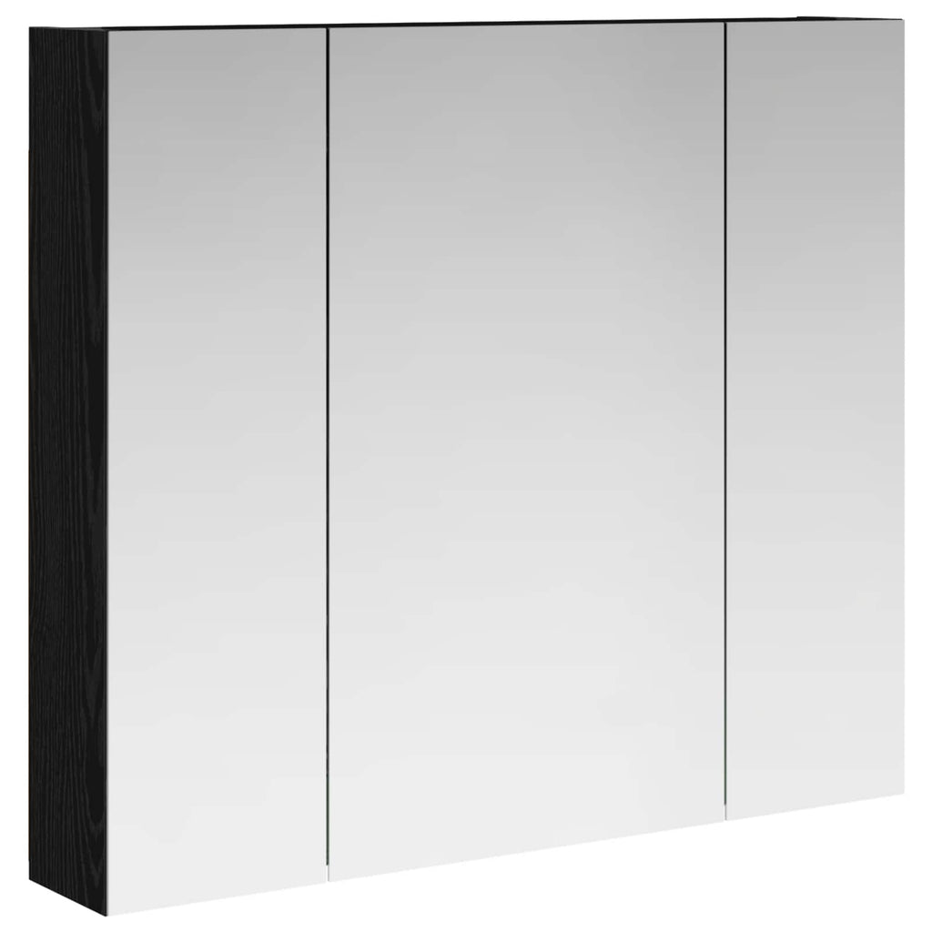 Badezimmerspiegelschrank Schwarz Eichen-Optik 80 x 14,5 x 70 cm