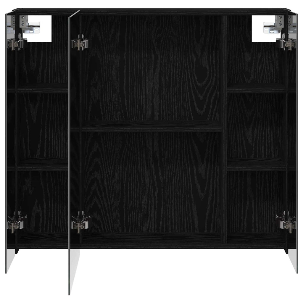 Badezimmerspiegelschrank Schwarz Eichen-Optik 80 x 14,5 x 70 cm