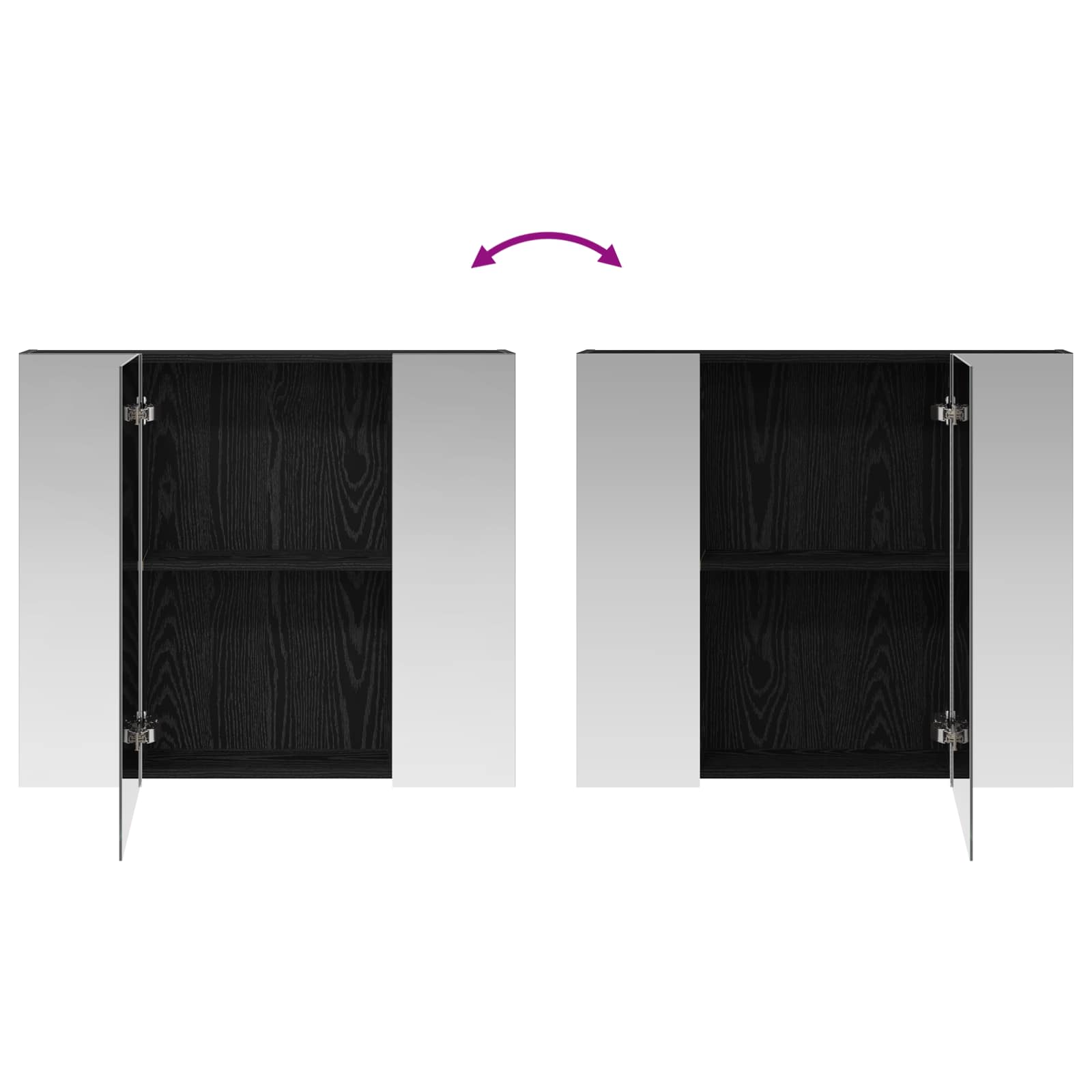 Badezimmerspiegelschrank Schwarz Eichen-Optik 80 x 14,5 x 70 cm