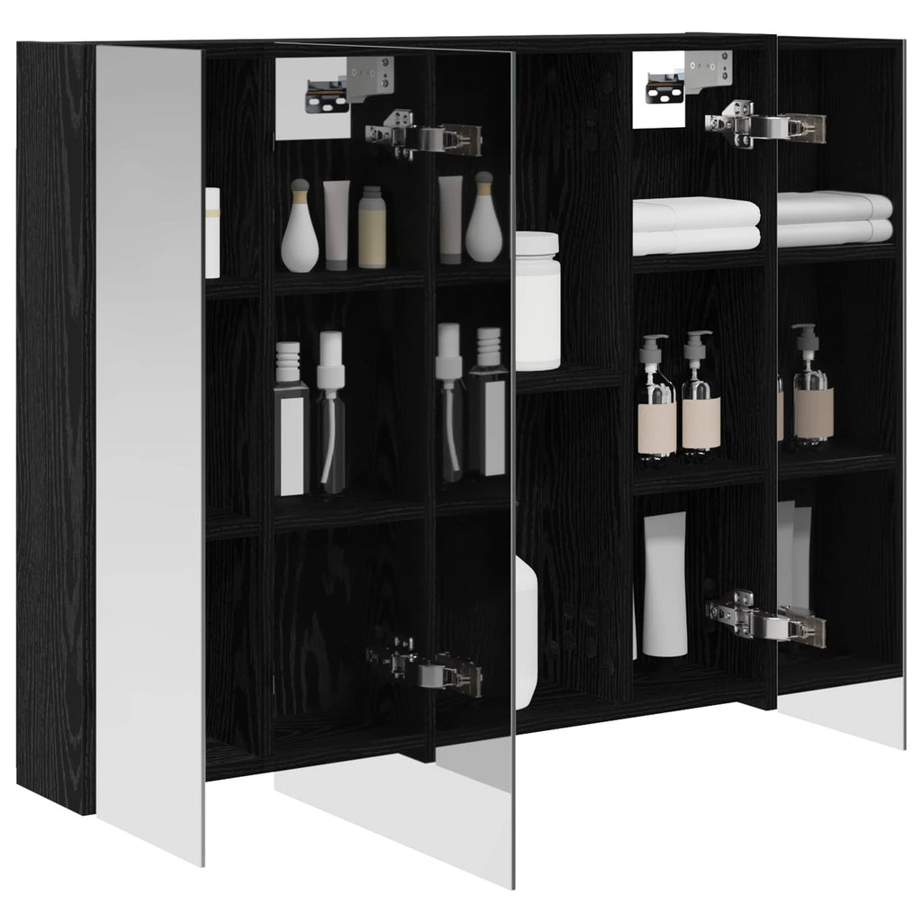 Badezimmerspiegelschrank Schwarz Eichen-Optik 80 x 14,5 x 70 cm