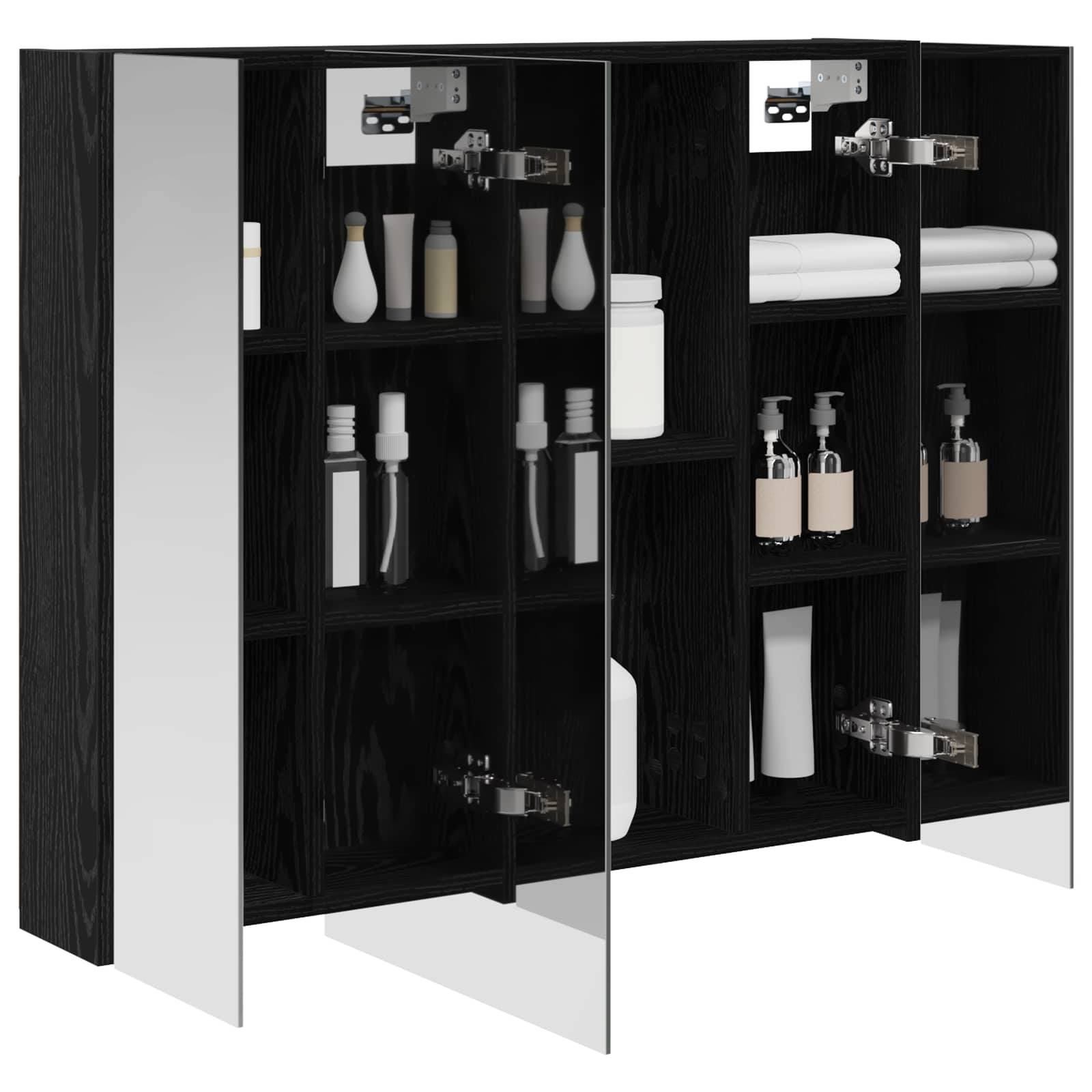 Badezimmerspiegelschrank Schwarz Eichen-Optik 80 x 14,5 x 70 cm