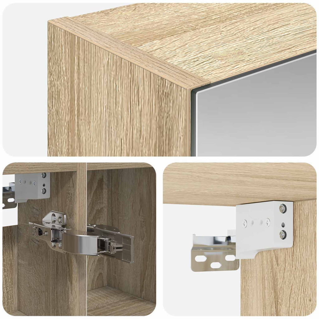 Badezimmerspiegelschrank mit Tür Sonoma-Eiche 80 x 14,5 x 70 cm