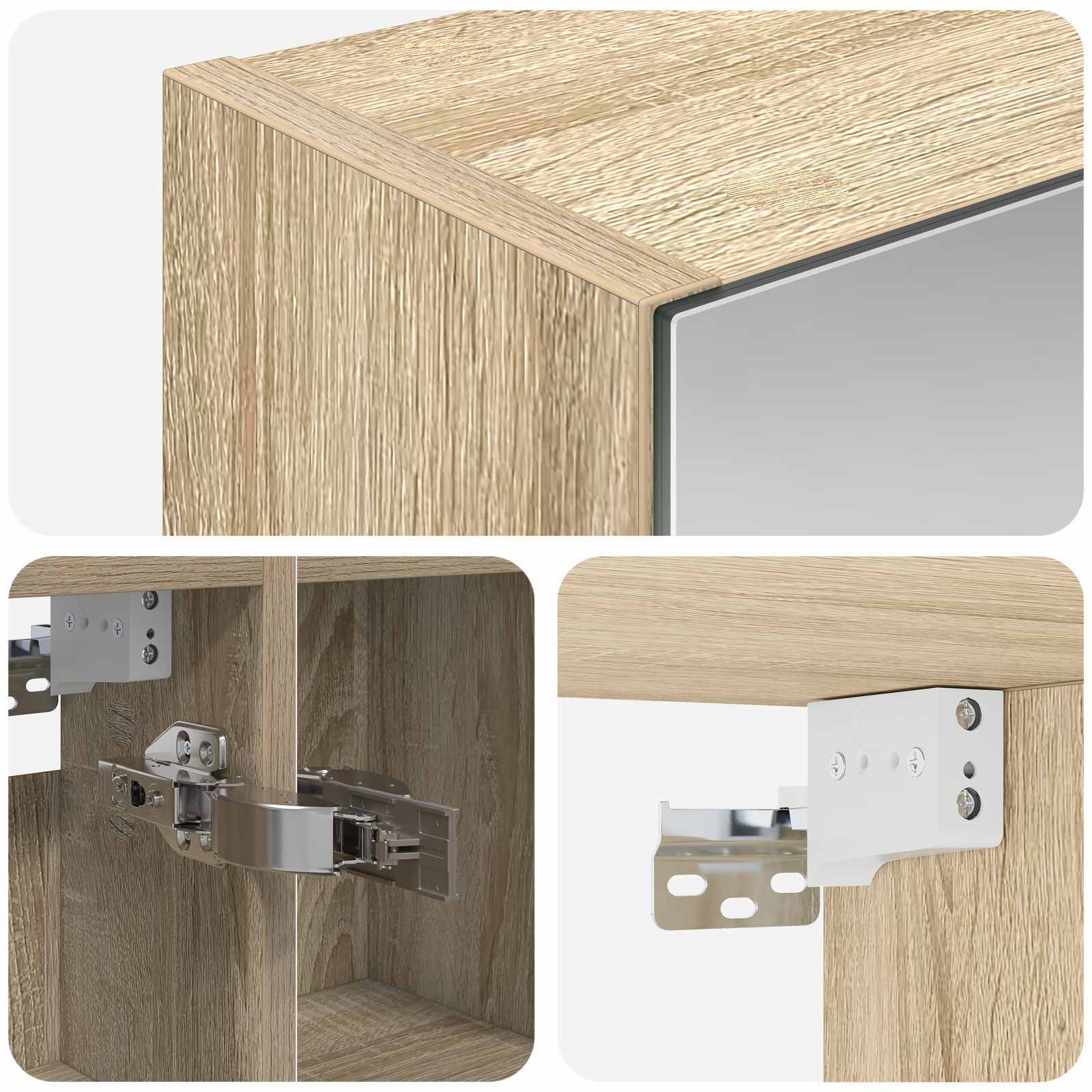Badezimmerspiegelschrank mit Tür Sonoma-Eiche 80 x 14,5 x 70 cm