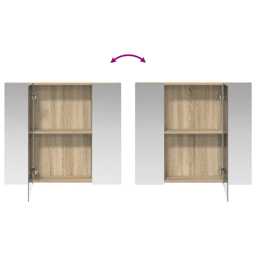 Badezimmerspiegelschrank mit Tür Sonoma-Eiche 80 x 14,5 x 70 cm