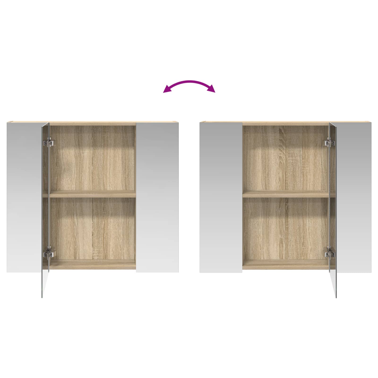 Badezimmerspiegelschrank mit Tür Sonoma-Eiche 80 x 14,5 x 70 cm