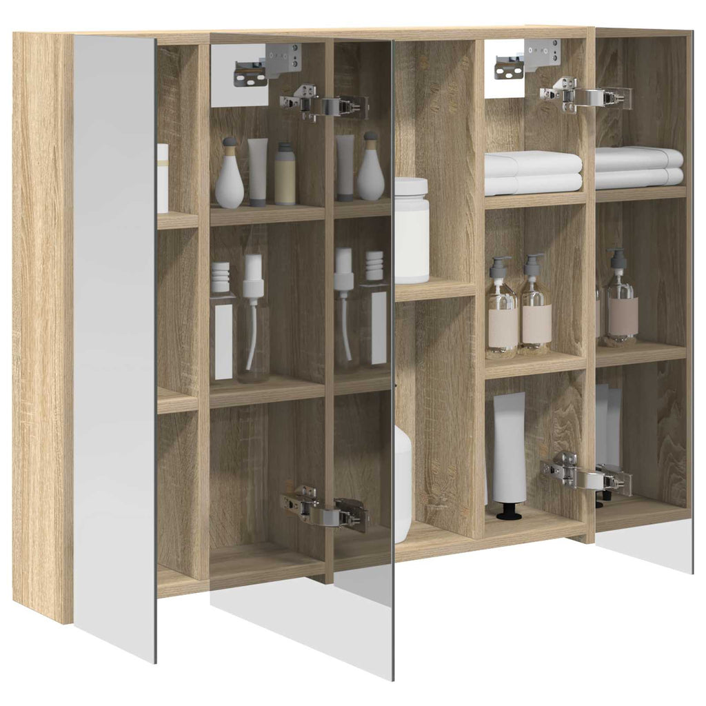 Badezimmerspiegelschrank mit Tür Sonoma-Eiche 80 x 14,5 x 70 cm