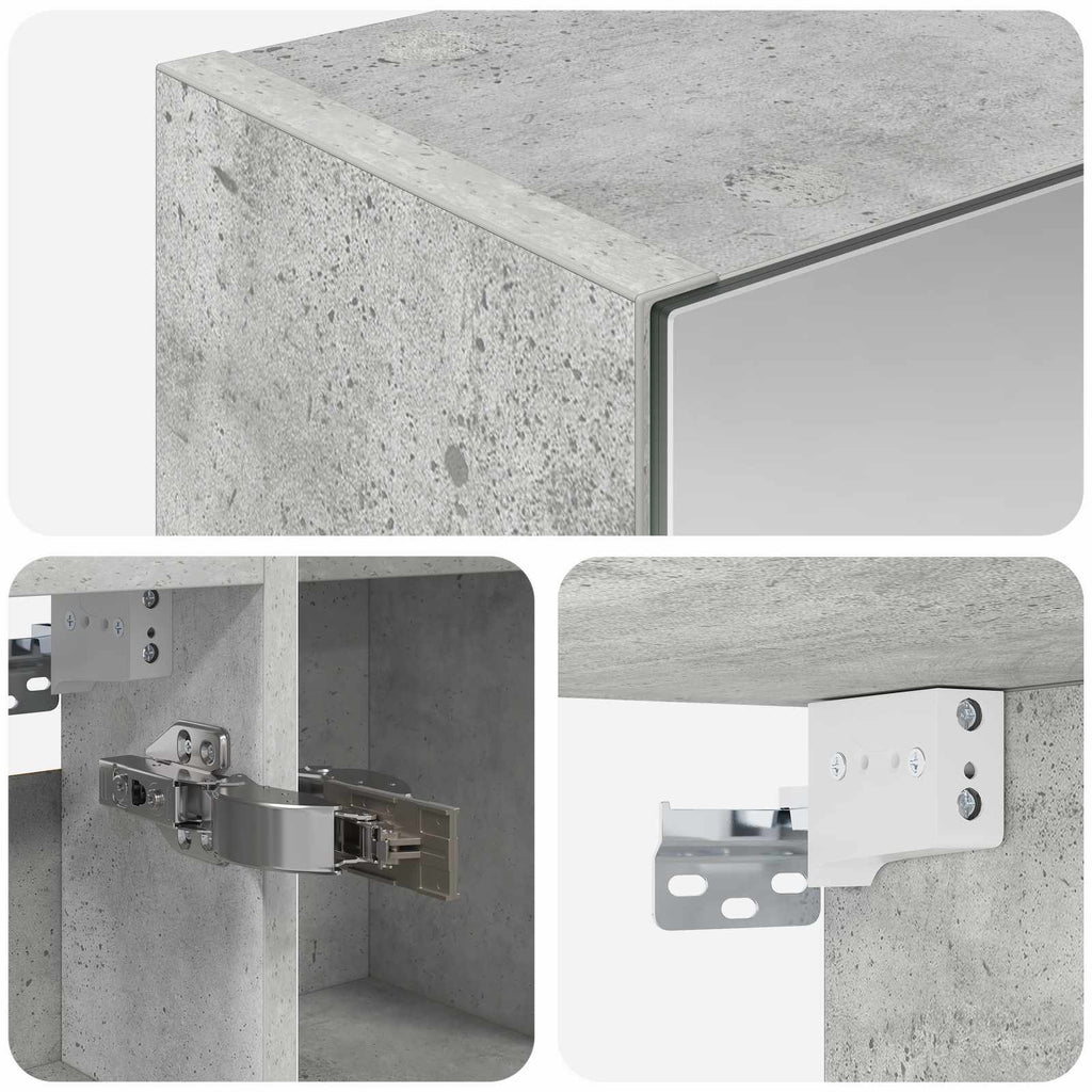 Badezimmerspiegelschrank mit Regal Beton Grau 80 x 14,5 x 70 cm