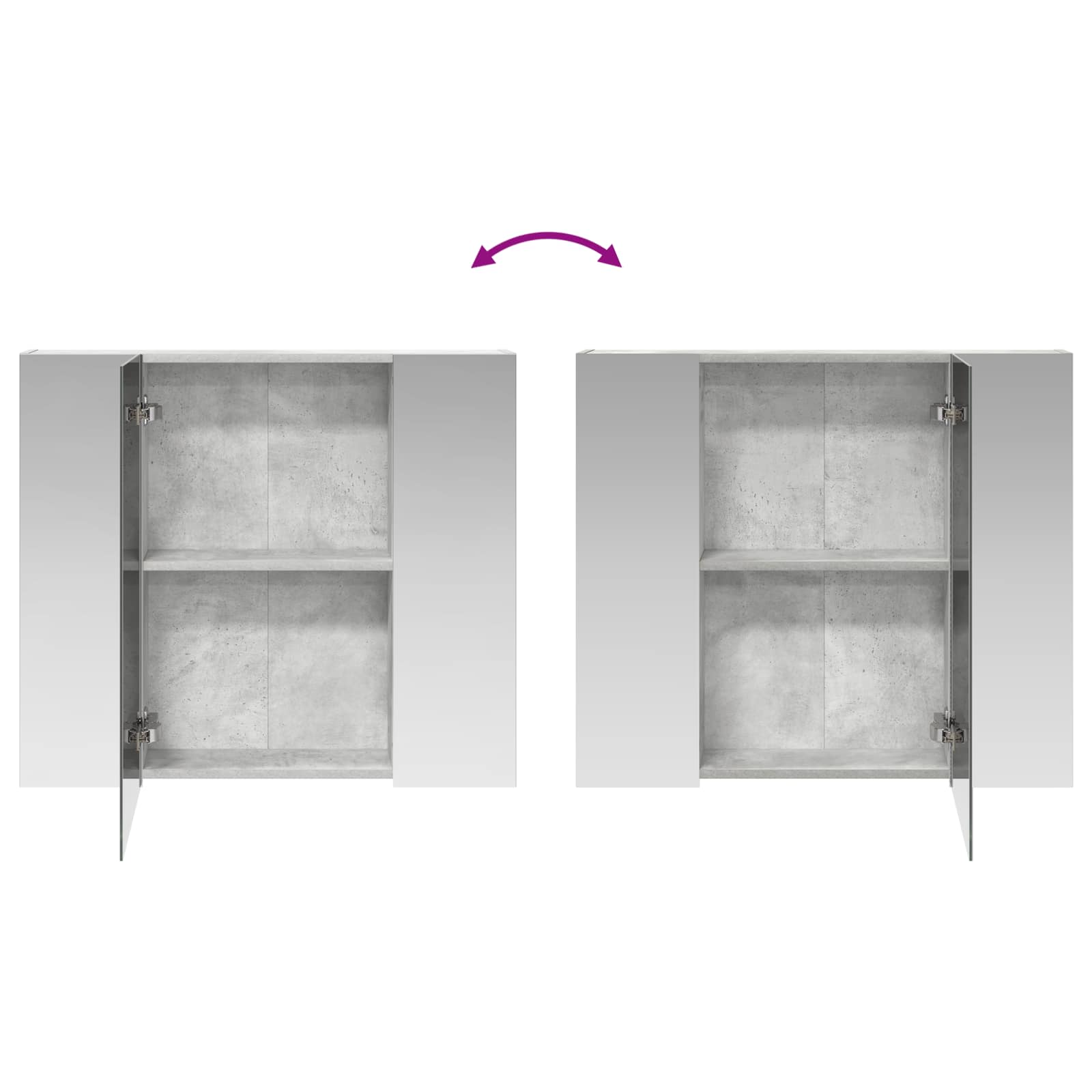 Badezimmerspiegelschrank mit Regal Beton Grau 80 x 14,5 x 70 cm