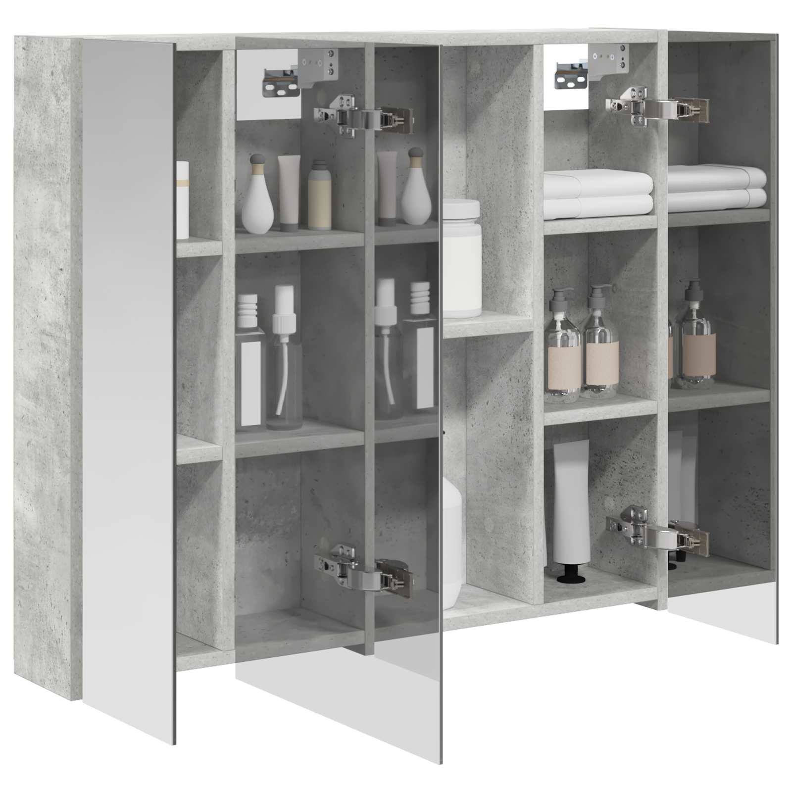 Badezimmerspiegelschrank mit Regal Beton Grau 80 x 14,5 x 70 cm
