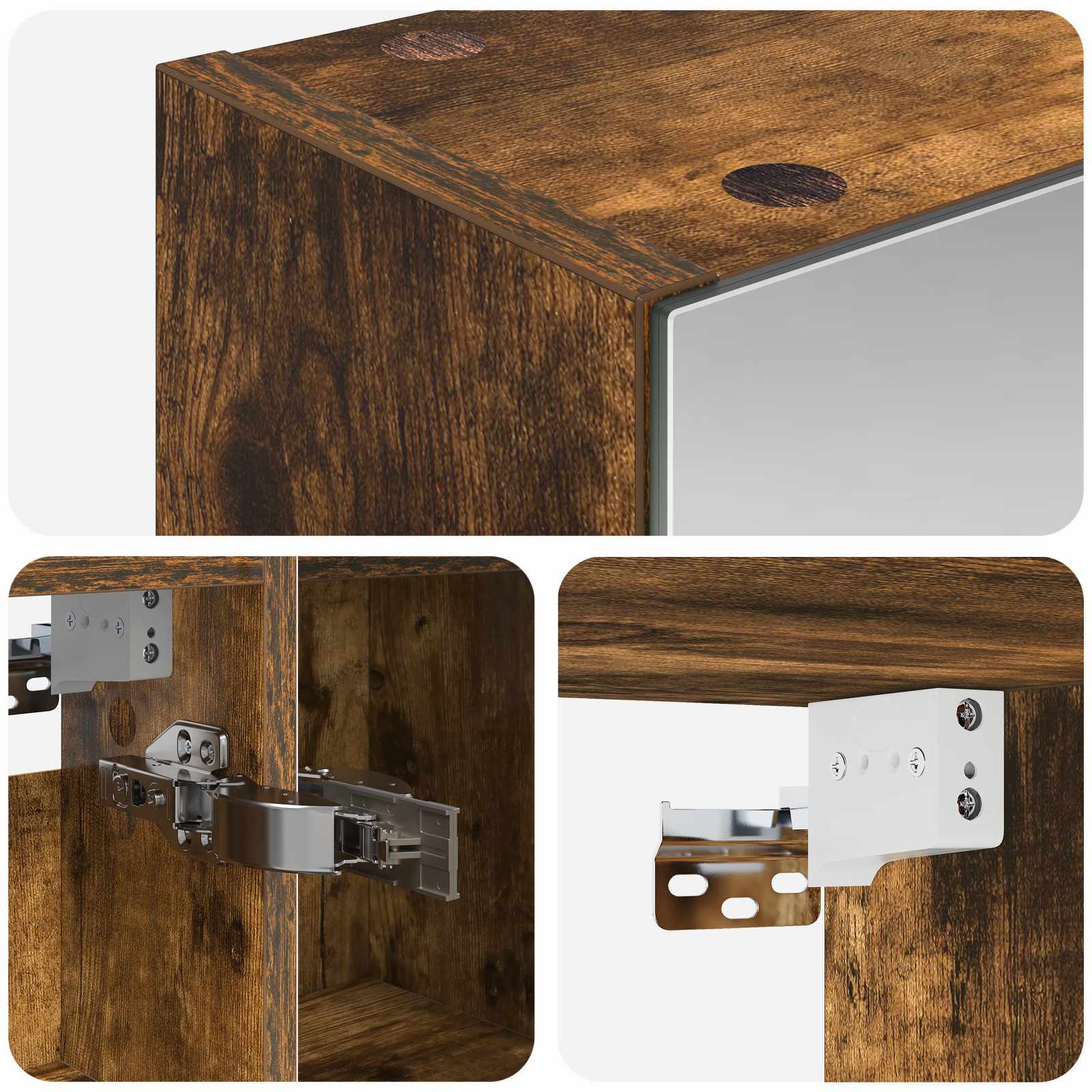 Badezimmerspiegelschrank Geräucherte Eiche 80 x 14,5 x 70 cm