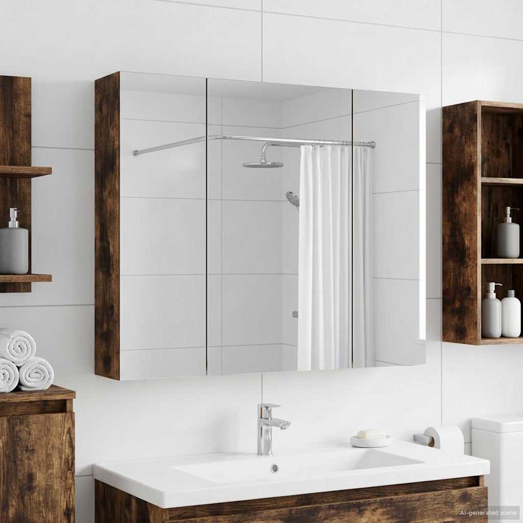 Badezimmerspiegelschrank Geräucherte Eiche 80 x 14,5 x 70 cm