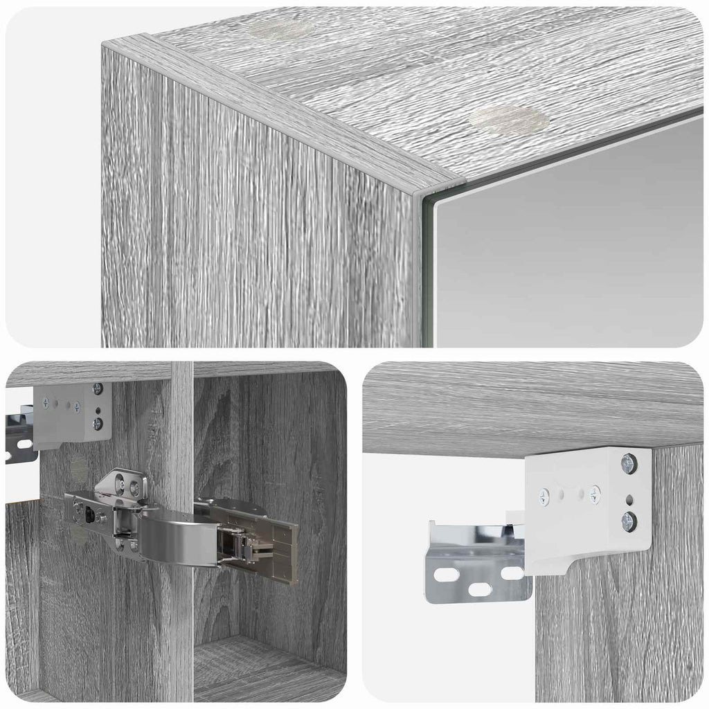 Badezimmerspiegelschrank Graues Sonoma 80 x 14,5 x 70 cm