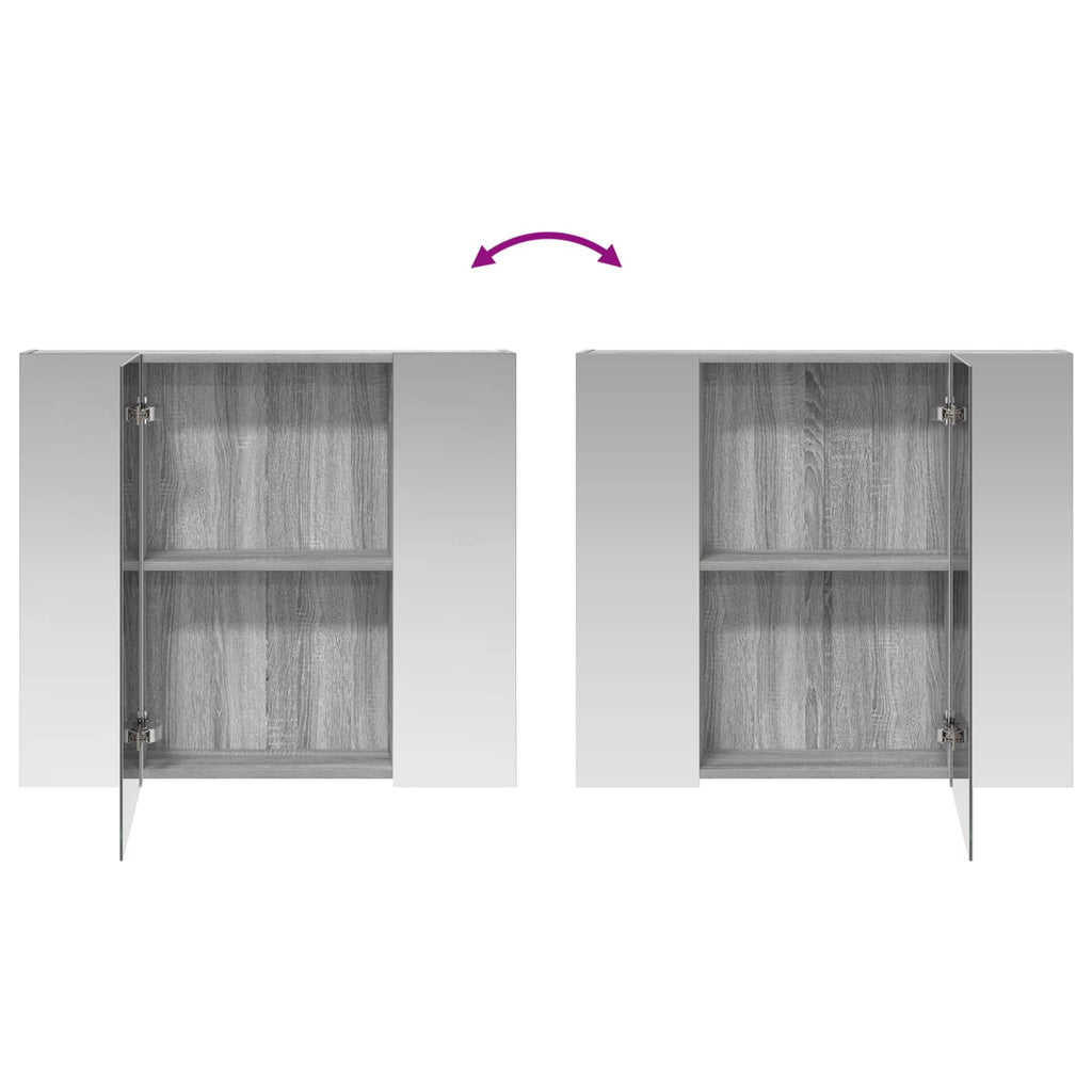 Badezimmerspiegelschrank Graues Sonoma 80 x 14,5 x 70 cm