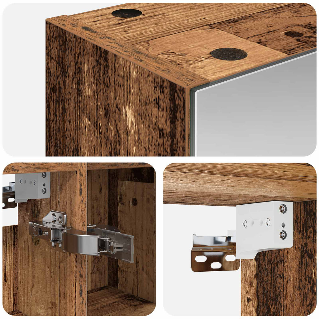 Badezimmerspiegelschrank mit Regal Altholz 80 x 14,5 x 70 cm