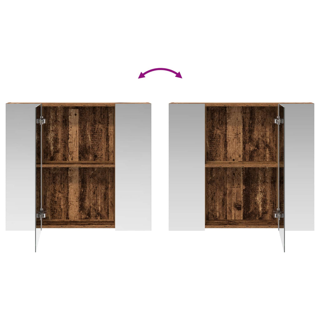 Badezimmerspiegelschrank mit Regal Altholz 80 x 14,5 x 70 cm