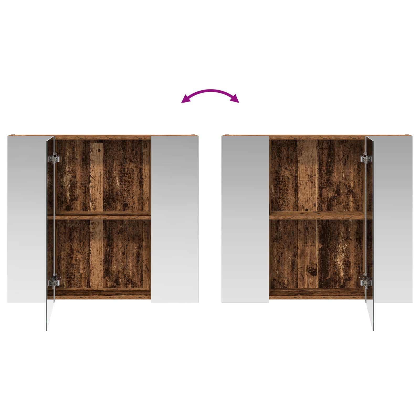 Badezimmerspiegelschrank mit Regal Altholz 80 x 14,5 x 70 cm