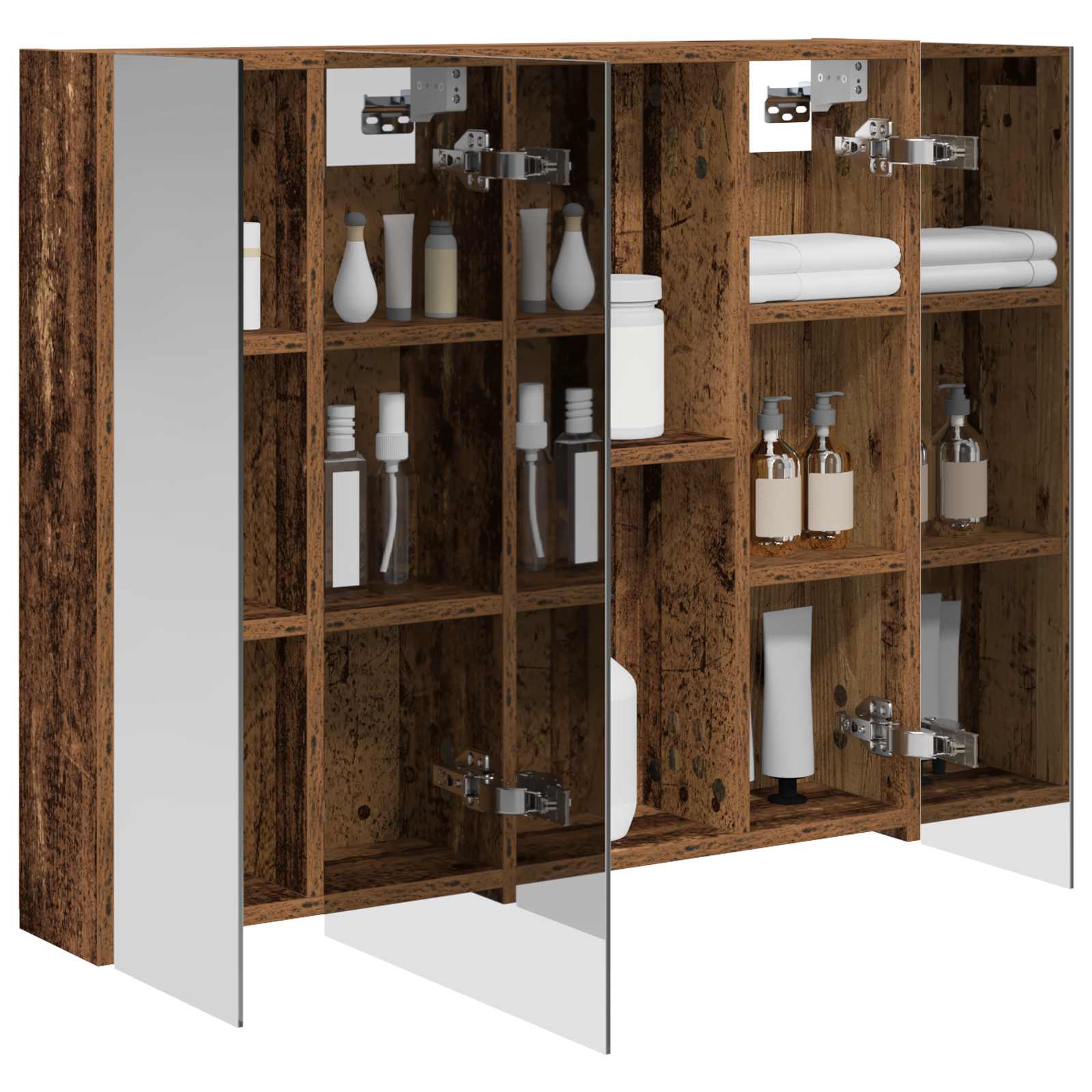 Badezimmerspiegelschrank mit Regal Altholz 80 x 14,5 x 70 cm