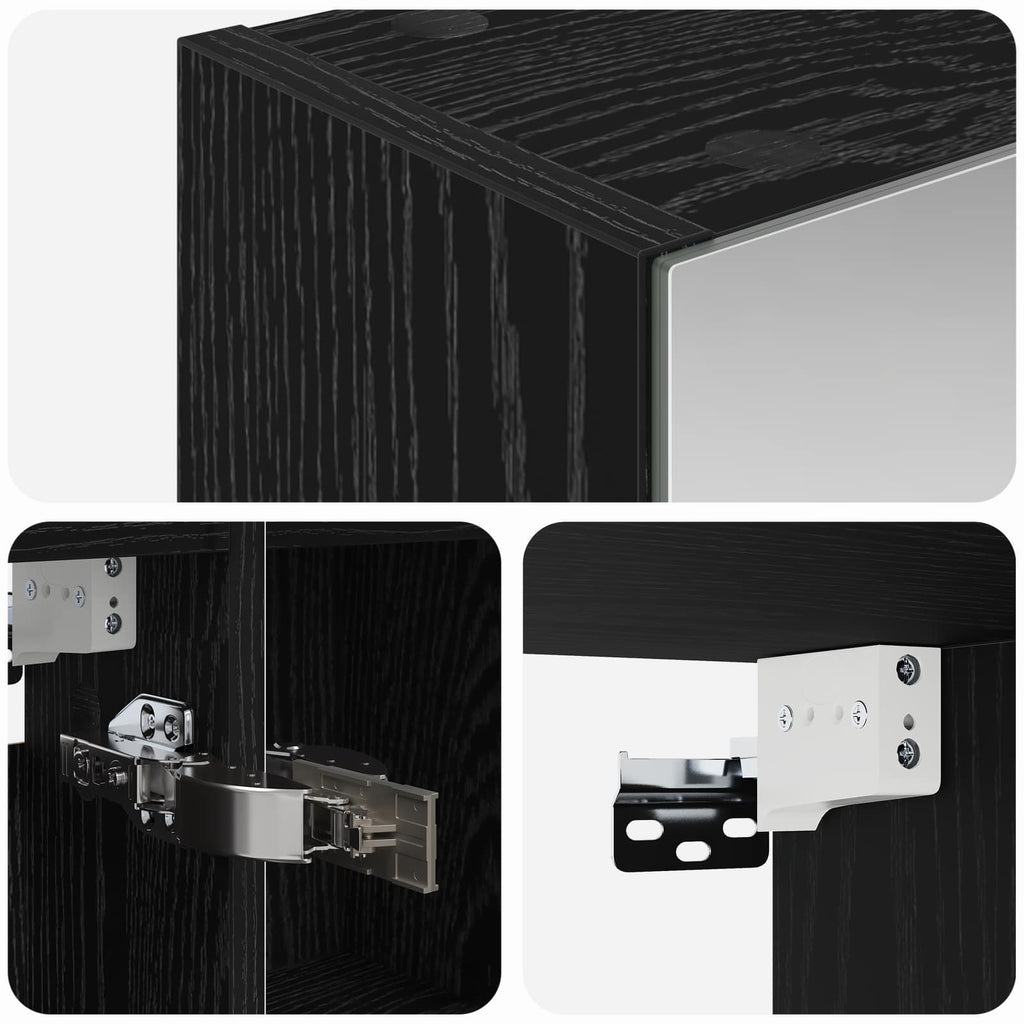 Badezimmerspiegelschrank Schwarz Eichen-Optik 80 x 14,5 x 70 cm