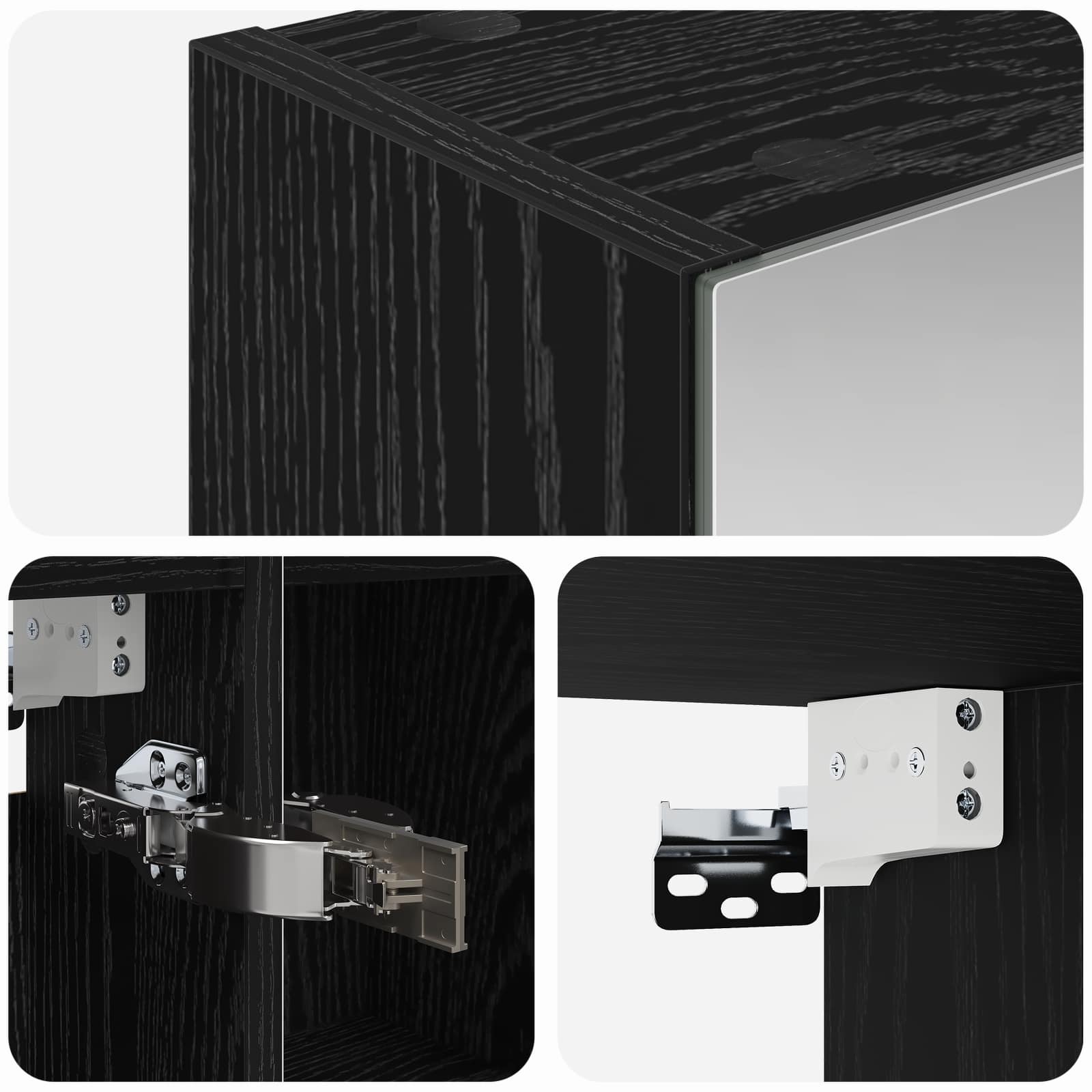 Badezimmerspiegelschrank Schwarz Eichen-Optik 80 x 14,5 x 70 cm