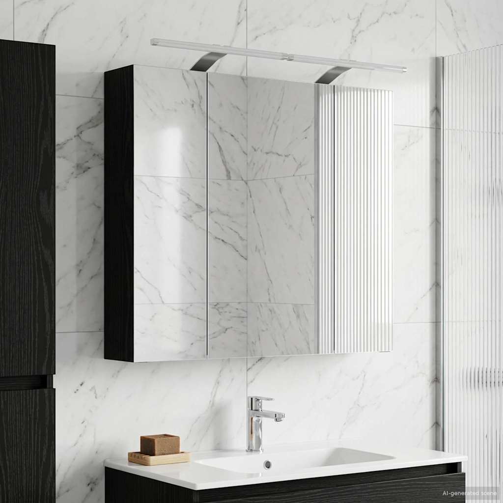 Badezimmerspiegelschrank Schwarz Eichen-Optik 80 x 14,5 x 70 cm